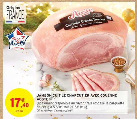 Jambon Cuit Le Charcutier Avec Couenne Aoste