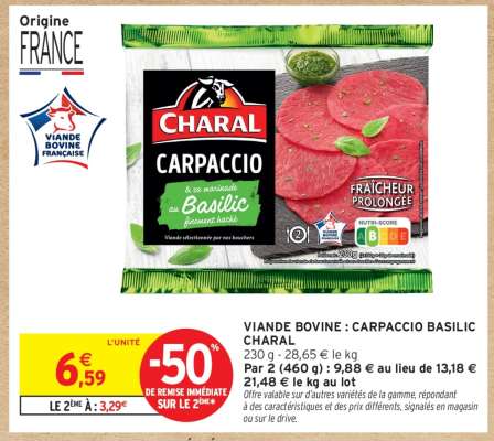 VIANDE BOVINE : CARPACCIO BASILIC CHARAL