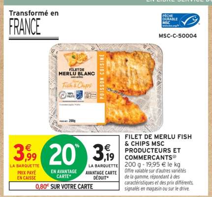 FILET DE MERLU FISH & CHIPS MSC