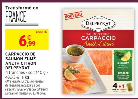 Carpaccio de Saumon Fumé Aneth Citron Delpeyrat