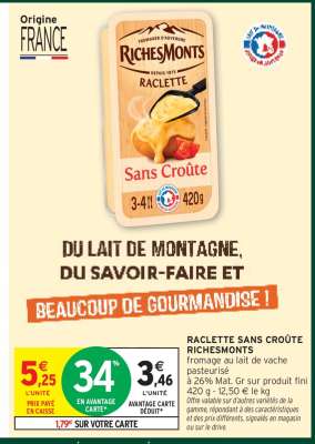 Raclette sans croûte RichesMonts