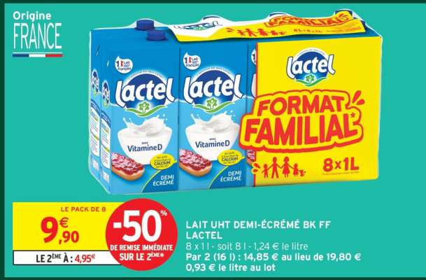 Lait UHT Demi-Écrémé BK FF Lactel