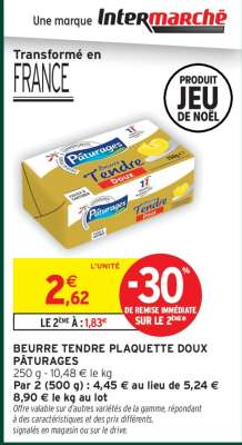 BEURRE TENDRE PLAQUETTE DOUX PÂTURAGES