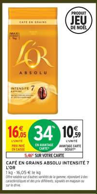 CAFÉ EN GRAINS ABSOLU INTENSITÉ 7 L'OR