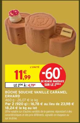 BÛCHE SOUCHE VANILLE CARAMEL ERHARD