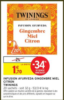 INFUSION AYURVEDA GINGEMBRE MIEL CITRON