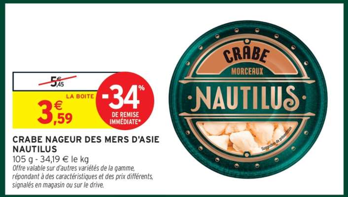 CRABE NAGEUR DES MERS D'ASIE NAUTILUS