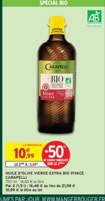 HUILE D'OLIVE VIERGE EXTRA BIO VIVACE CARAPELLI