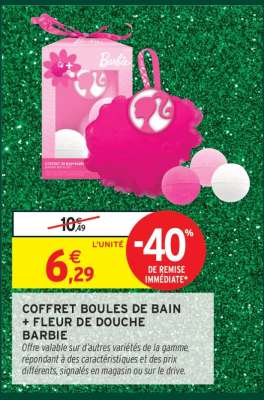 COFFRET BOULES DE BAIN + FLEUR DE DOUCHE BARBIE