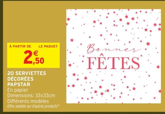 20 SERVIETTES DÉCORÉES PAPSTAR
