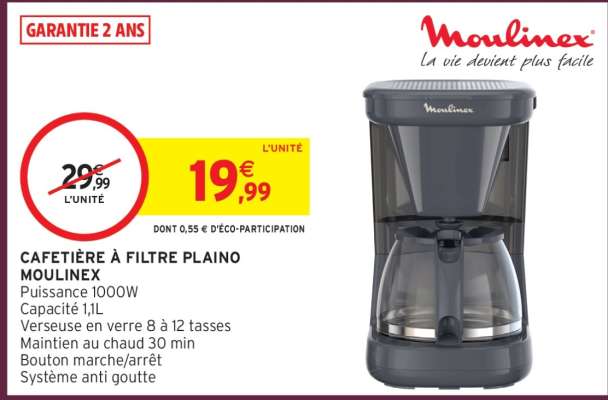 CAFETIÈRE À FILTRE PLAINO MOULINEX