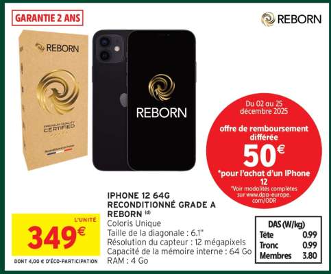 IPHONE 12 64G RECONDITIONNÉ GRADE A REBORN