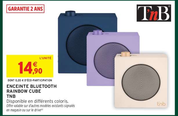 ENCEINTE BLUETOOTH RAINBOW CUBE TNB