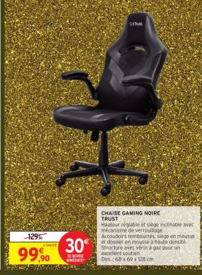 Chaise Gaming Noire TRUST