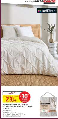 Parure Housse de Couette + 2 Taies d'Oreiller Matelassée