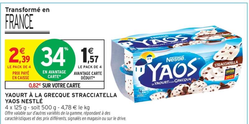 YAOURT À LA GRECQUE STRACCIATELLA YAOS NESTLÉ