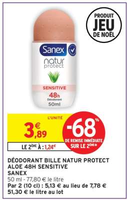 DÉODORANT BILLE NATUR PROTECT ALOE 48H SENSITIVE SANEX