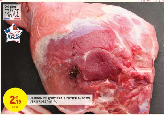 Jambon de porc frais entier avec os Jean Roze