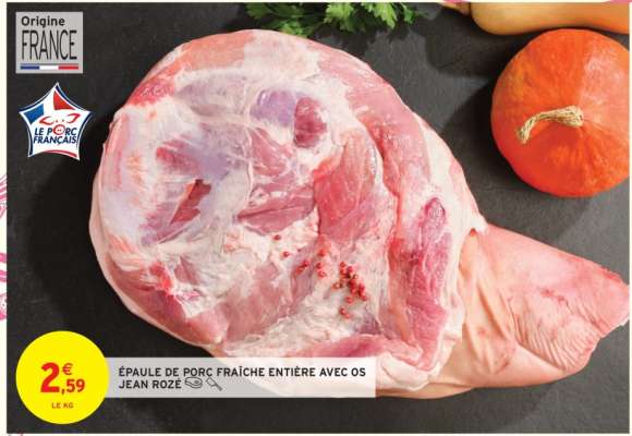 ÉPAULE DE PORC FRAÎCHE ENTIÈRE AVEC OS JEAN ROZÉ