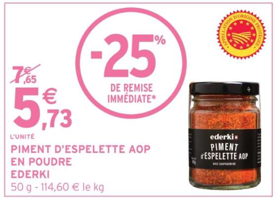 PIMENT D'ESPELETTE AOP EN POUDRE EDERKI