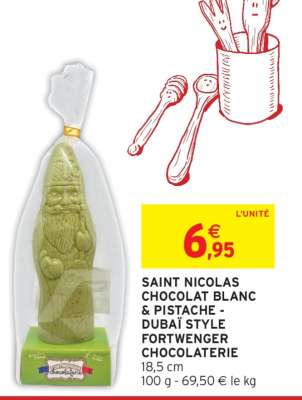 SAINT NICOLAS CHOCOLAT BLANC & PISTACHE - DUBAÏ STYLE FORTWENGER CHOCOLATERIE