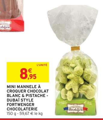 MINI MANNELE À CROQUER CHOCOLAT BLANC & PISTACHE - DUBAÏ STYLE FORTWENGER CHOCOLATERIE