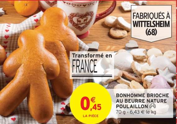 BONHOMME BRIOCHE AU BEURRE NATURE POULAILLON