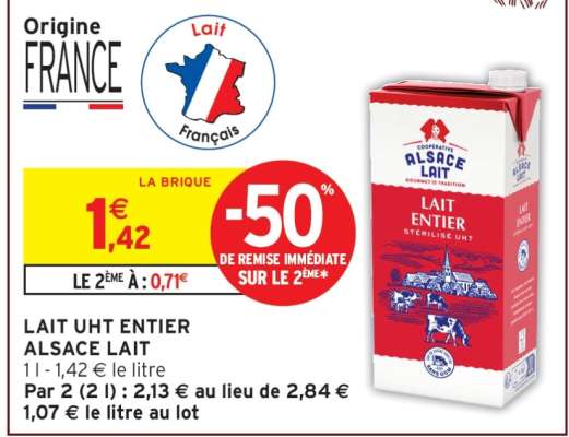 LAIT UHT ENTIER ALSACE LAIT