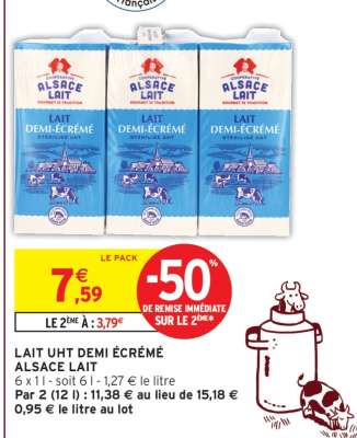 LAIT UHT DEMI ÉCRÉMÉ ALSACE LAIT