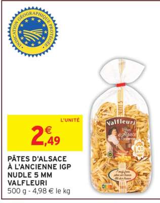 PÂTES D'ALSACE À L'ANCIENNE IGP NUDLE 5 MM VALFLEURI