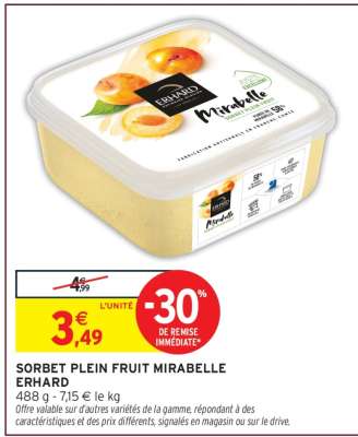 SORBET PLEIN FRUIT MIRABELLE ERHARD
