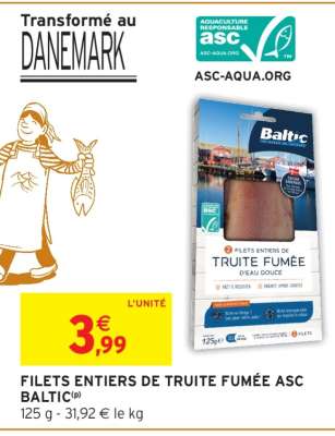 FILETS ENTIERS DE TRUITE FUMÉE ASC BALTIC
