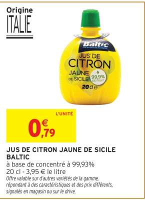 Jus de Citron Jaune de Sicile Baltic