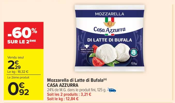 MOZZARELLA DI LATTE DI BUFALA CASA AZZURRA