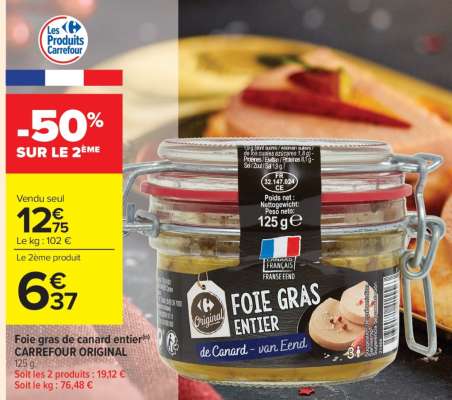 Foie gras de canard entier CARREFOUR ORIGINAL