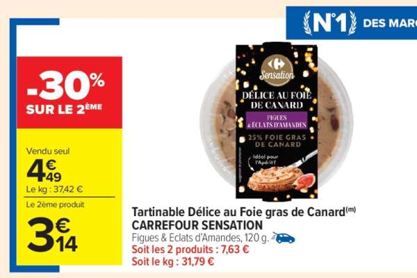 Tartinable Délice au Foie gras de Canard CARREFOUR SENSATION