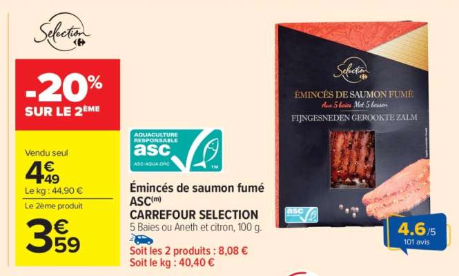 Emincés de saumon fumé ASC