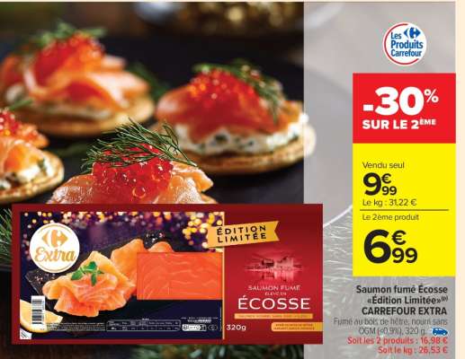 Saumon fumé Écosse «Édition Limitée» CARREFOUR EXTRA