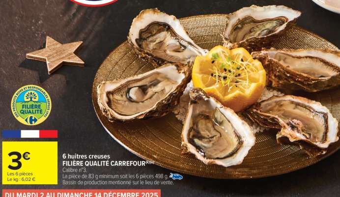 6 huîtres creuses FILIÈRE QUALITÉ CARREFOUR