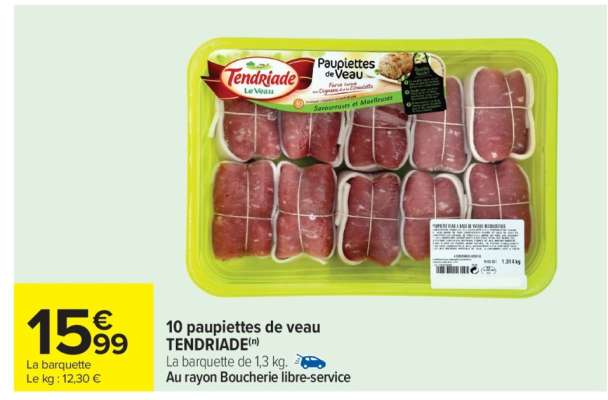 10 paupiettes de veau TENDRIADE