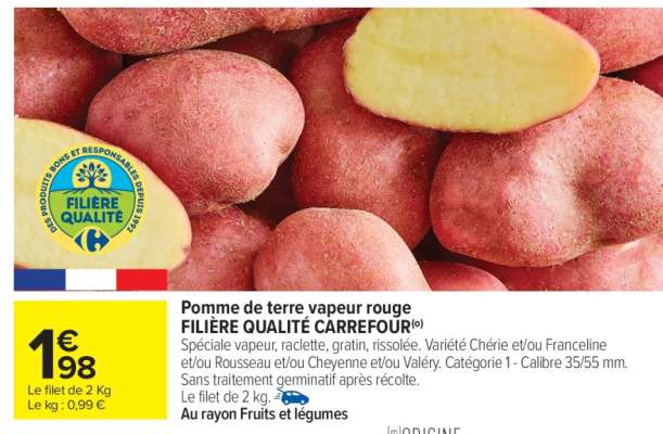 Pomme de terre vapeur rouge