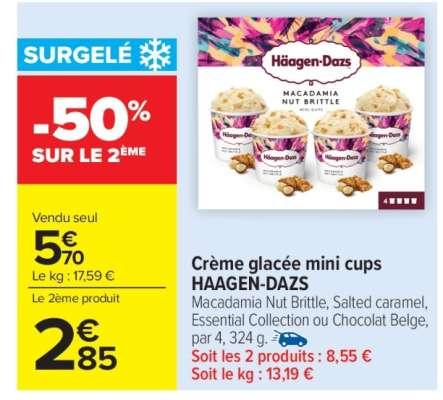 Crème glacée mini cups HAAGEN-DAZS
