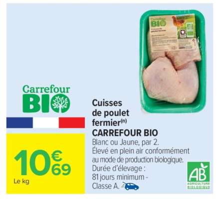 Cuisses de poulet fermier CARREFOUR BIO