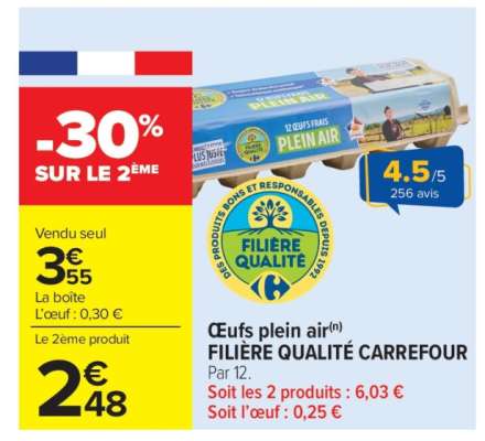 Œufs plein air FILIÈRE QUALITÉ CARREFOUR