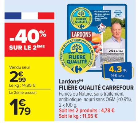Lardons Filière Qualité Carrefour