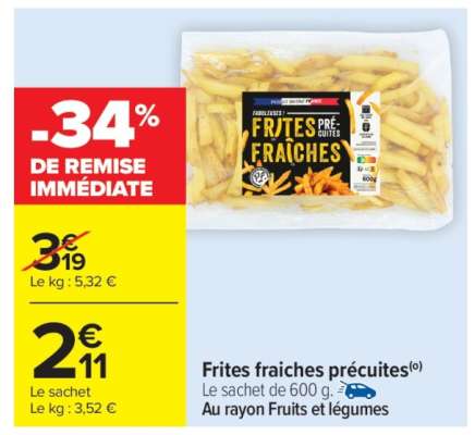 Frites fraiches précuites