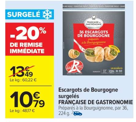 Escargots de Bourgogne surgelés