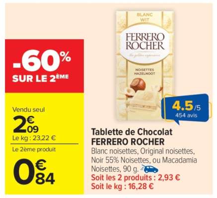 Tablette de chocolat FERRERO ROCHER