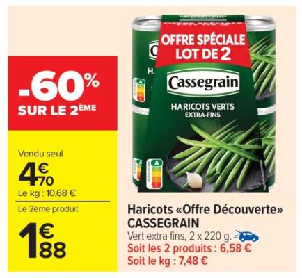 Haricots «Offre Découverte» CASSEGRAIN