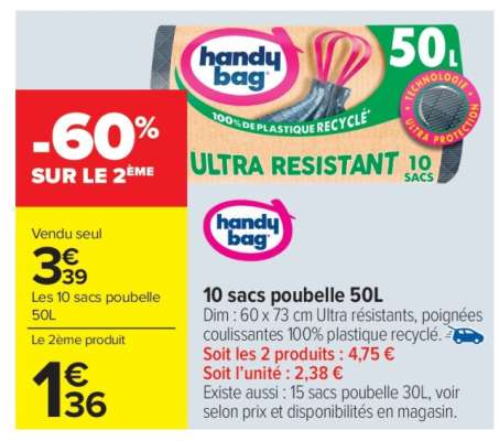 10 sacs poubelle 50L